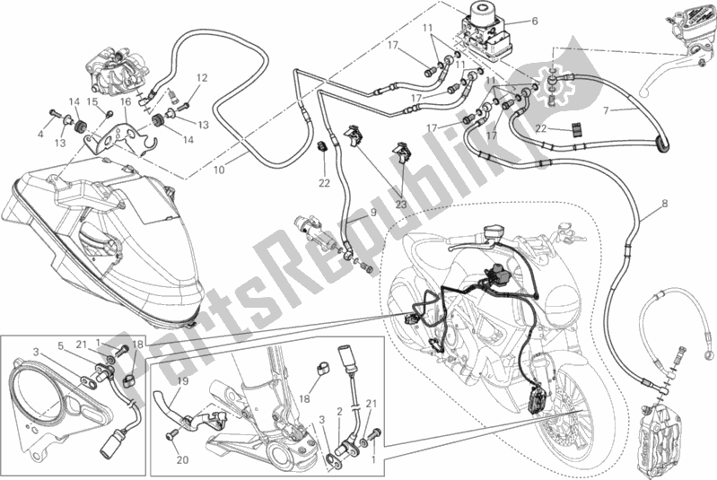 Toutes les pièces pour le Système De Freinage Abs du Ducati Diavel Brasil 1200 2013